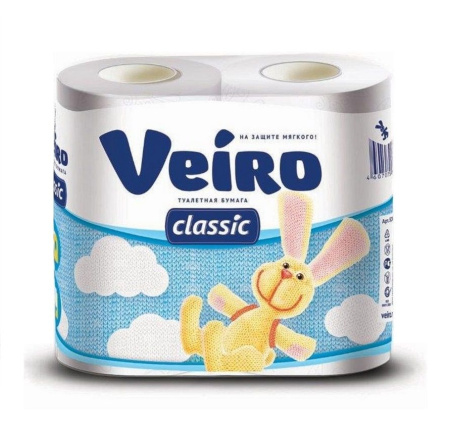 Купить Бумага туал. "Veiro Classic" 2-х слойная  4 шт 17.5м 1/12 по цене 56,40 руб.