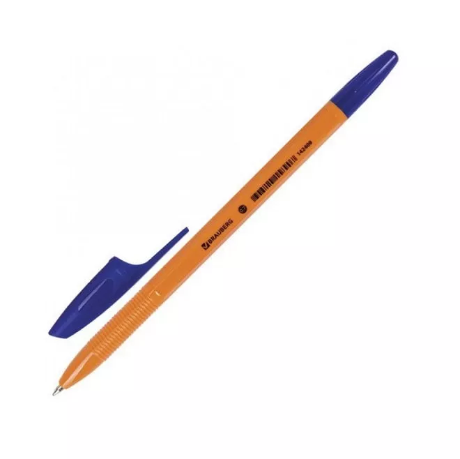 Ручка синяя брауберг 142409