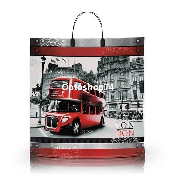 Пакет с пластиковой ручкой 40*40 90 мк Лондон