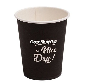 Стакан бумажный Черный Nice Day 250 мл 