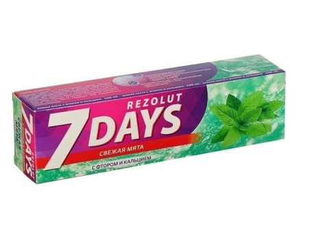 Купить Зубная паста "7 Day" 100 мл. свежая мята 1/24 по цене 64,40 руб.