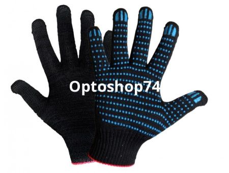 Купить Перчатки х/б с ПВХ 10 класс 5 нитей черные 10/300 по цене 15,90 руб.