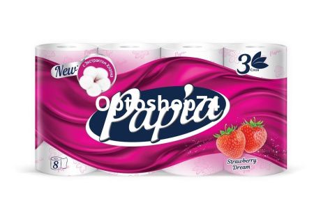Купить Бумага туал. "Papia" Strawberry Dream 3 сл. 8 шт  по цене 184 руб.