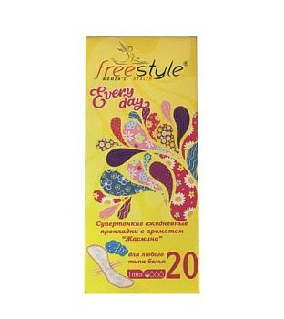 Купить Прокладки ежедневки "FreeStyle" с ароматом Жасмина 20 шт  по цене 55,20 руб.