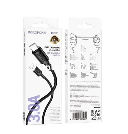 Купить Кабель BOROFONE BX111 (TYPE-C) 1 м. чёрный по цене 65,90 руб.