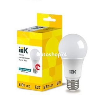 Светодиодная Лампа LED IEK ALFA A60 8Вт 230В 4000К E27 