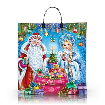 Пакет с пластиковой ручкой Новогодний 40*40 Пара Люкспласт