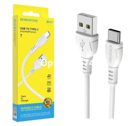 Купить Кабель BOROFONE BX51 Triumf (TYPE-C) 1 м. белый по цене 60,70 руб.