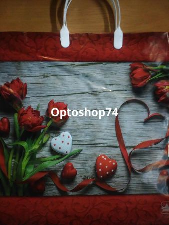 Купить Пакет с пластиковой ручкой 36*37 Красная лента (ТИКО) 1/50 по цене 14,50 руб.
