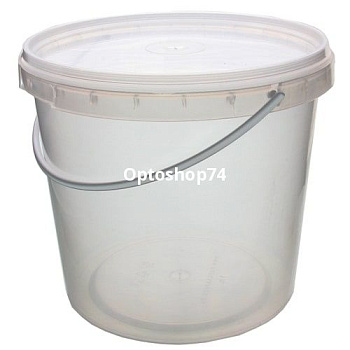 Ведро пищевое 1 л прозрачное с крышкой 1/200