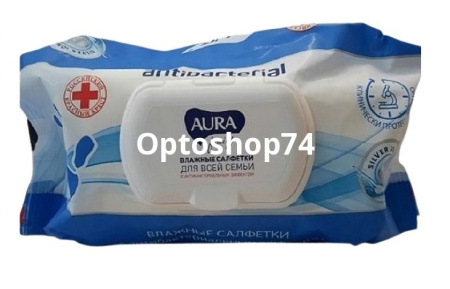Купить Влажные салфетки "Aura" антибактериальные  (180 шт)  по цене 64,70 руб.