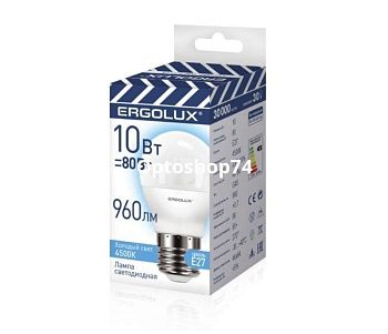 Светодиодная лампа  шар Ergolux G45 E27 10W 4500K
