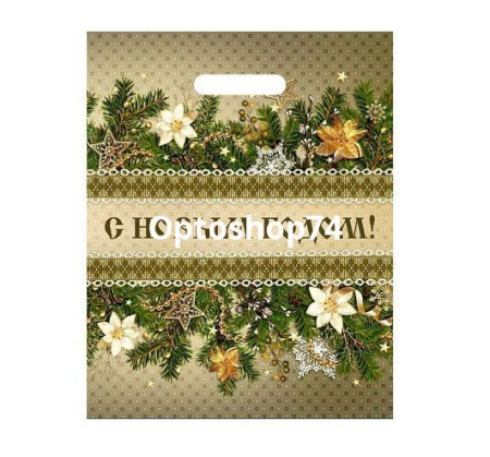 Купить Пакет выр. ручка 30*40 30 мк Новогдние 1/50 по цене 3,40 руб.