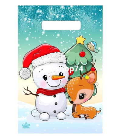Купить Пакет выр. ручка 20*30 30мк НГ "Милый снеговик" по цене 3,20 руб.