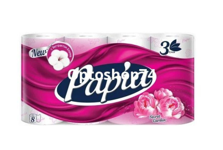 Купить Бумага туал. "Papia" Secret Garden 3 сл. 8 шт  по цене 184 руб.