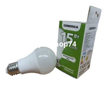 Купить Светодиодная лампа IEK GENERICA LED-A60  15W Е27 4000K по цене 57,60 руб.