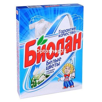 стиральный порошок для ручной стирки Биолан 350 г. Белые цветы 