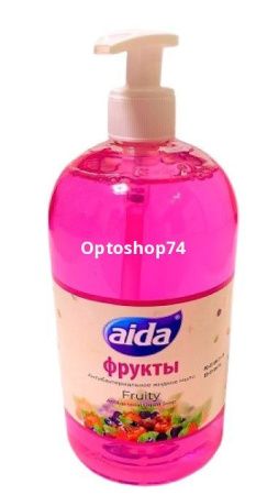 Купить Жидкое мыло "Aida" с дозатором 1 л (фрукты) 1/12 по цене 81,50 руб.