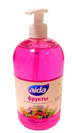 Купить Жидкое мыло "Aida" с дозатором 1 л (фрукты) 1/12 по цене 81,50 руб.