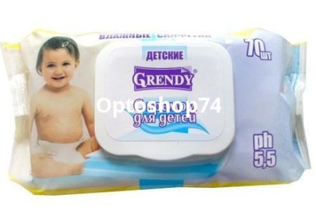 Купить Влажные салфетки "Grendy" детские (70 шт)  по цене 78,80 руб.