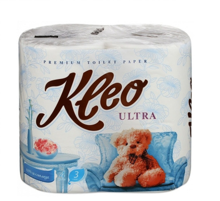 Купить Бумага туалетная "KLEO" ultra premium 3-х сл. 4 шт.  1/18 по цене 63,70 руб.