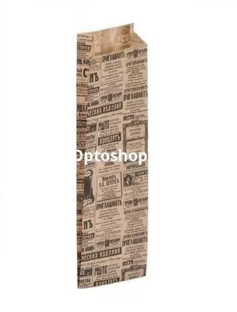 Купить Пакет бумажный крафт под шаурму 30*9+42  "Газета" 100/3000 по цене 1,46 руб.