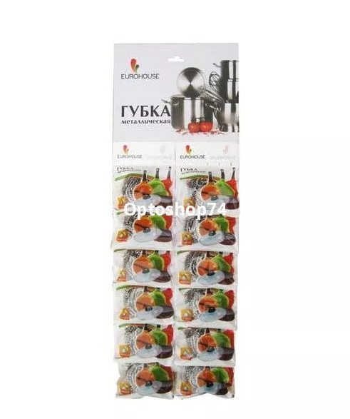 Губка металл. ЕВРОХАУС на карте 12 шт