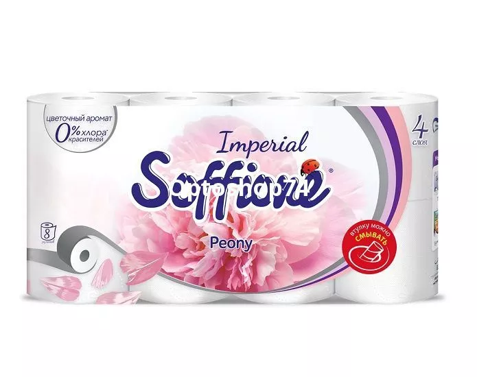 Бумага туалетная SOFFIONE Peone аромат пиона 4-х сл. 8 шт 